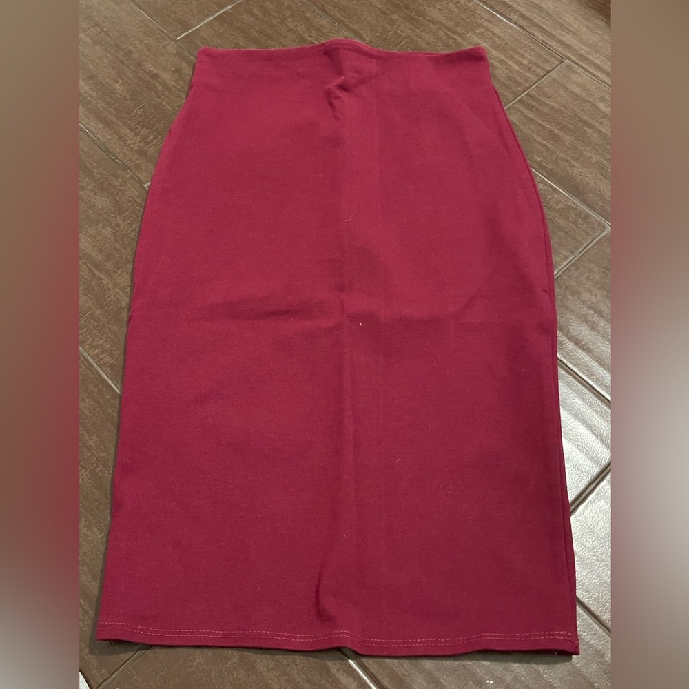Rainbow Women's Midi Pencil Skirt in Deep Red